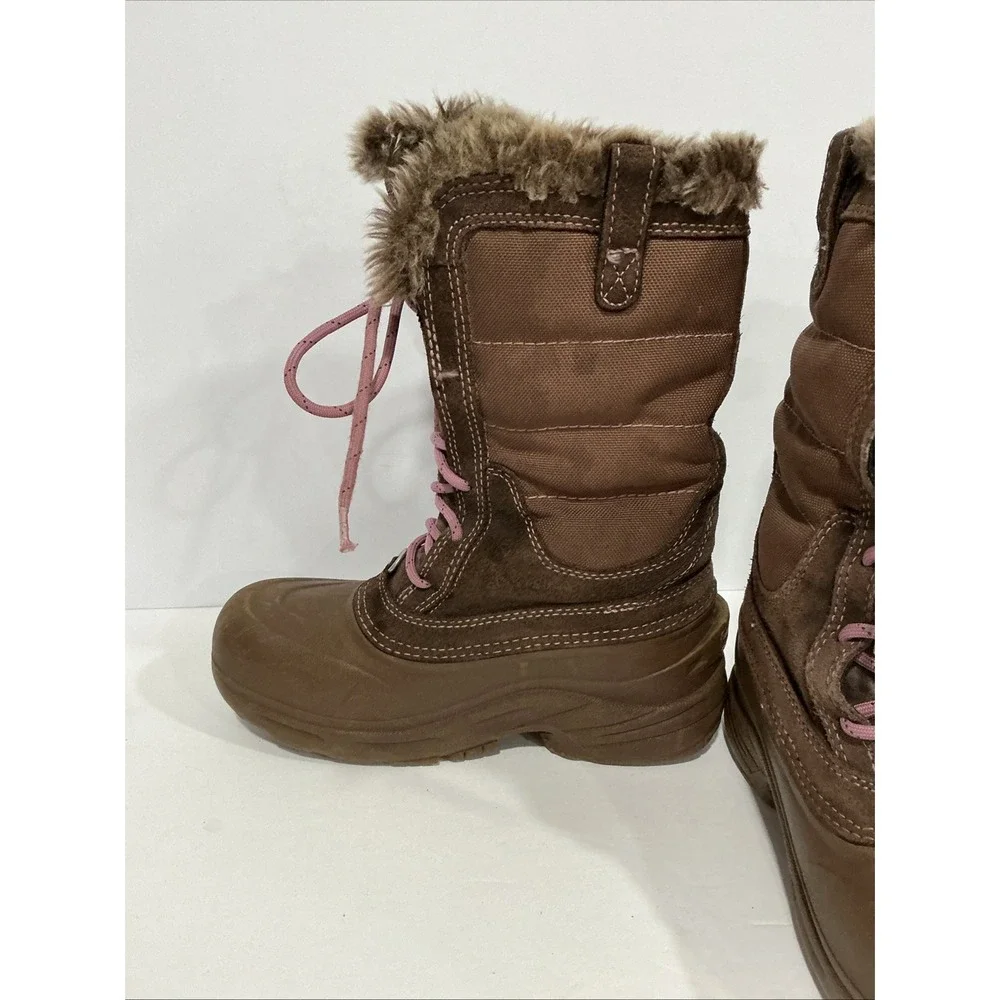 The North Face Kids Size 2 Winter Boots, Heat Seeker, Brown W/Pink, Waterproof